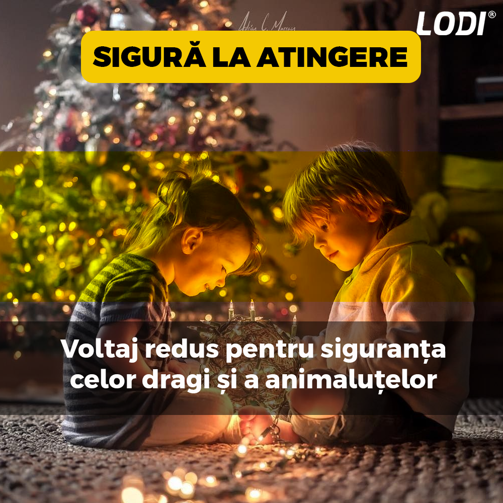 Instalatie de Craciun Perdea Lodi1439, 3x3 m, 8 jocuri de lumini, alimentare la priza, fir alb, interior/exterior, rezistenta la apa, 300 LED-uri, alb cald