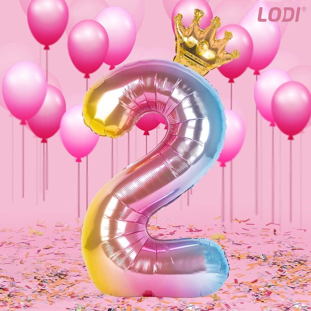Set 14 Baloane CIfra 2 Lodi729, coroana, balon pastelat, pentru Petreceri/Aniversari/Evenimente, mai multe dimensiuni, latex, multicolor