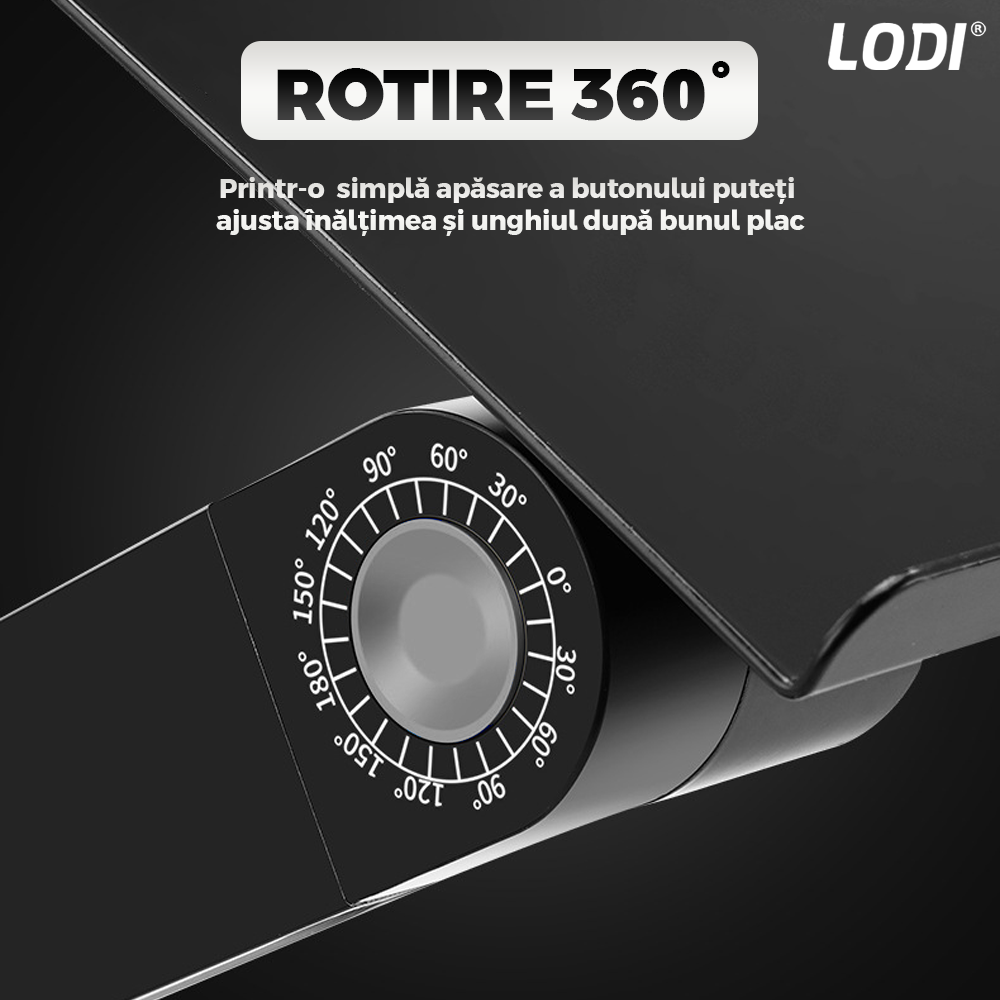 Masuta pentru Laptop 2 in 1 Lodi1451, reglabila pe inaltime, fante de aerisire, suport reglabl pentru mouse, multifunctionala, versatila, 42 x 26 cm, negru