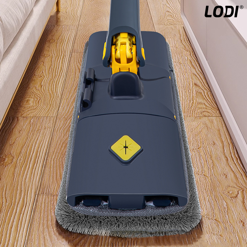 Mop cu Cap Dreptunghiular Lodi1160, rotire 360 grade, telescopic, curatare usoara, 3 lavete incluse, 105 cm, albastru/galben