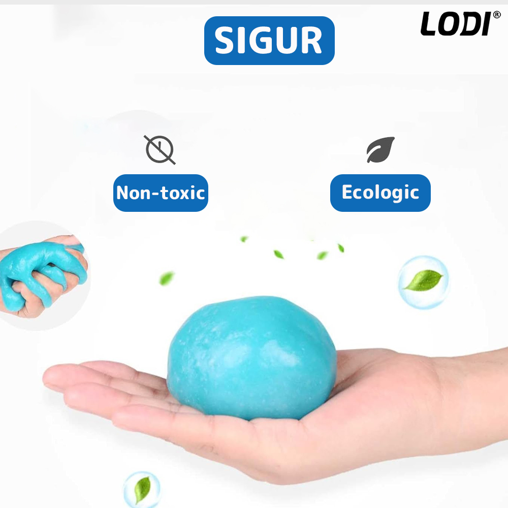 Slime pentru Curatat Spatii Greu Accesibile Lodi315, Super Clean, interior auto, tastatura, uz casnic, albastru