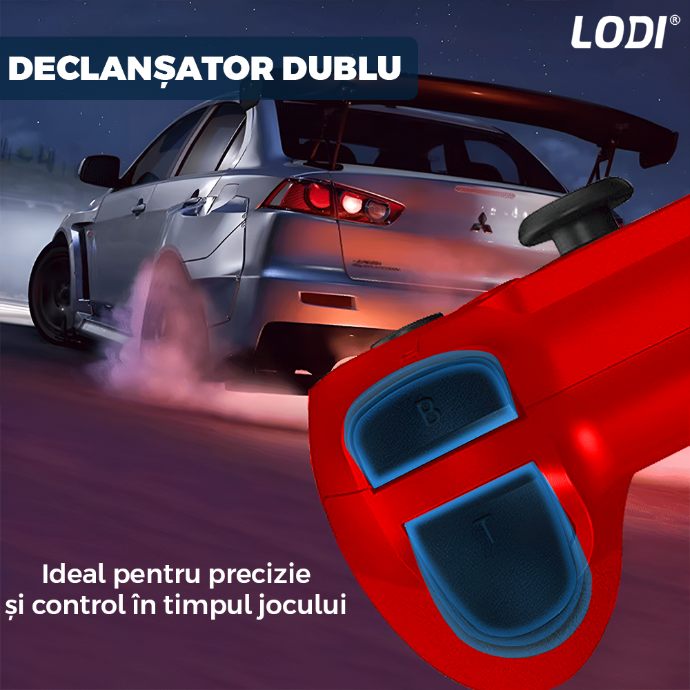Controller Wireless DoubleShock Lodi1196, compatibil cu PS4, joystick-uri analog, vibratie dubla, baterie performanta, rosu