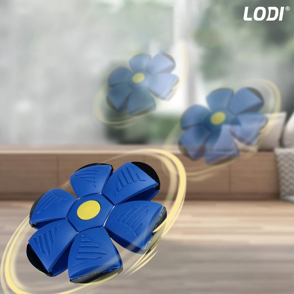 Minge Zburatoare Transformabila in Disc Frisbee Lodi340, 2 moduri de joaca, 23 cm, albastru