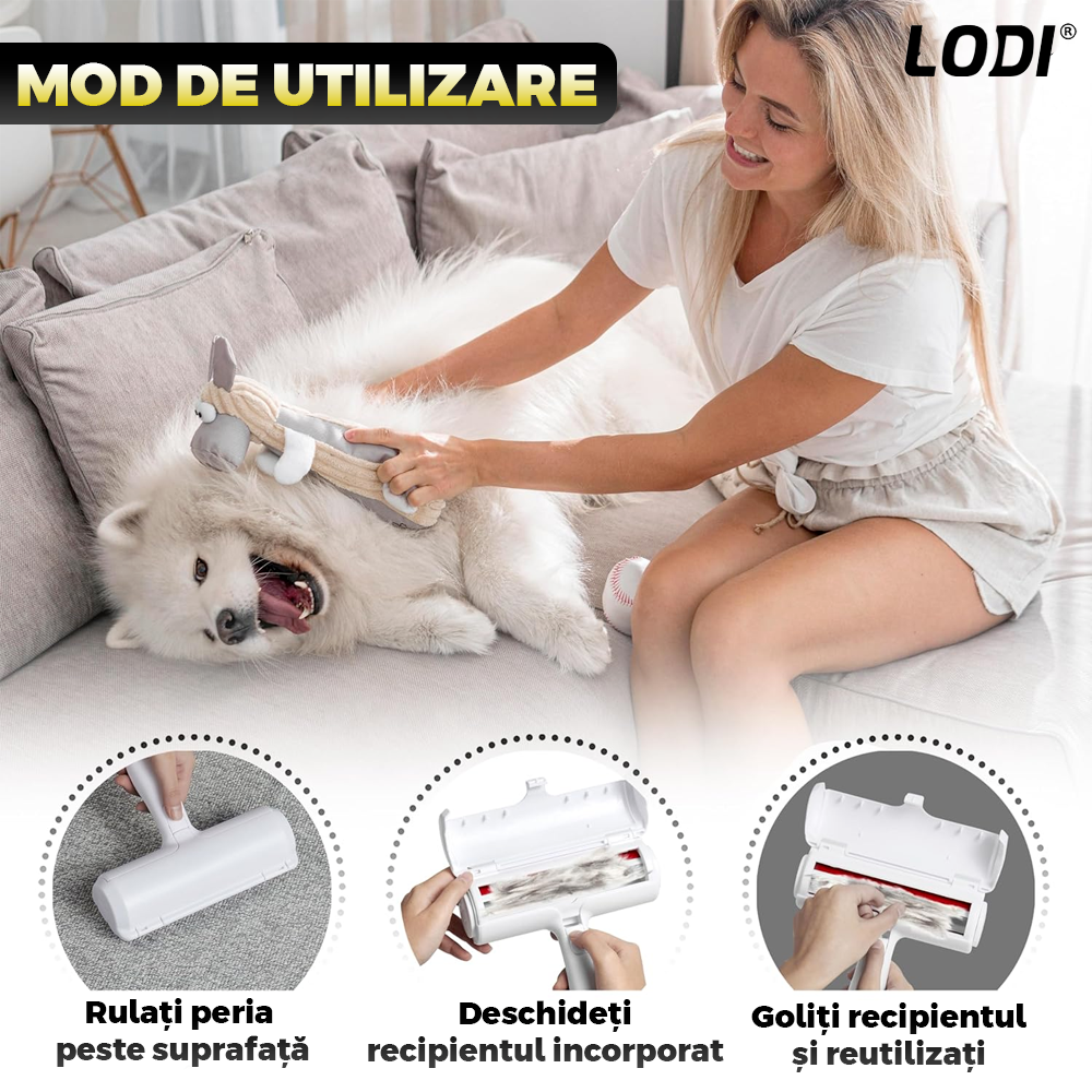 Kit pentru Ingrijire Animale Premium Lodi1011, 4 accesorii, manusi pentru animale, perie cu zimti, perie pentru scame, perie de lemn, usor de utilizat, durabile, calitative