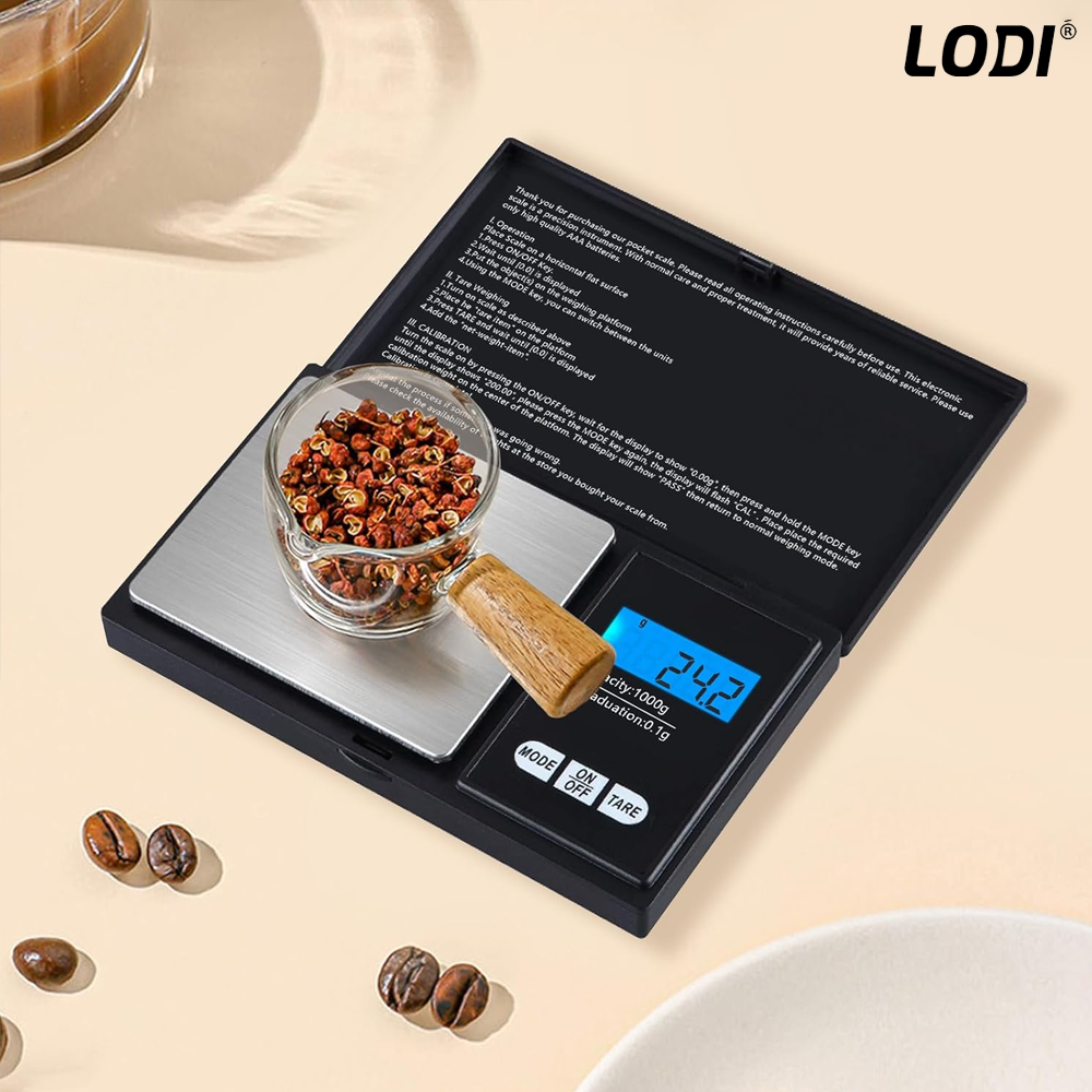 Cantar de Bujuterii Lodi1495, afisaj digital, gramaj 500 x 0.01, functie tara, portabil, precizie ridicata, de buzunar, cantarire universala, alimente/bijuterii/obiecte, alimentare pe baterii, negru