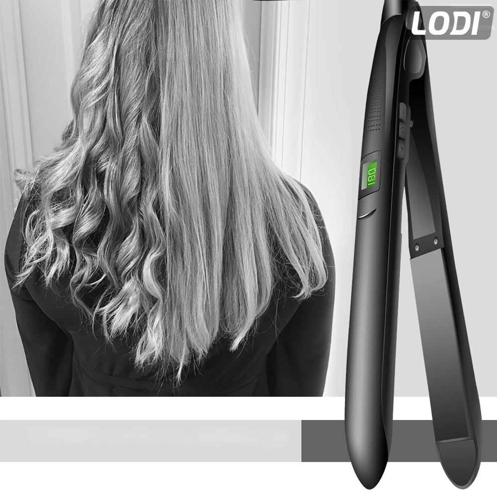 Placa profesionala de indreptat parul Lodi454, invelis ceramic, display LCD, easy lock, setarea temperaturii, 230°, negru