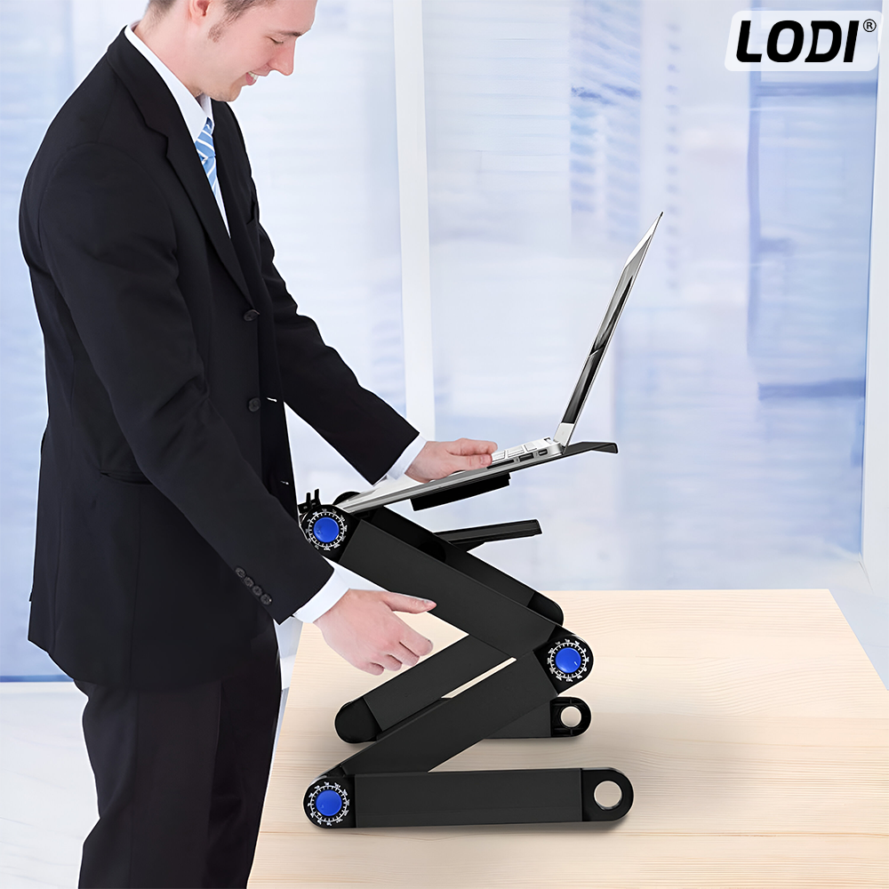 Masuta pentru Laptop 2 in 1 Lodi1241, reglabila pe inaltime, sistem de ventilatie dublu, coolere CPU, suport reglabl pentru mouse, multifunctionala, versatila, 42 x 26 cm, negru