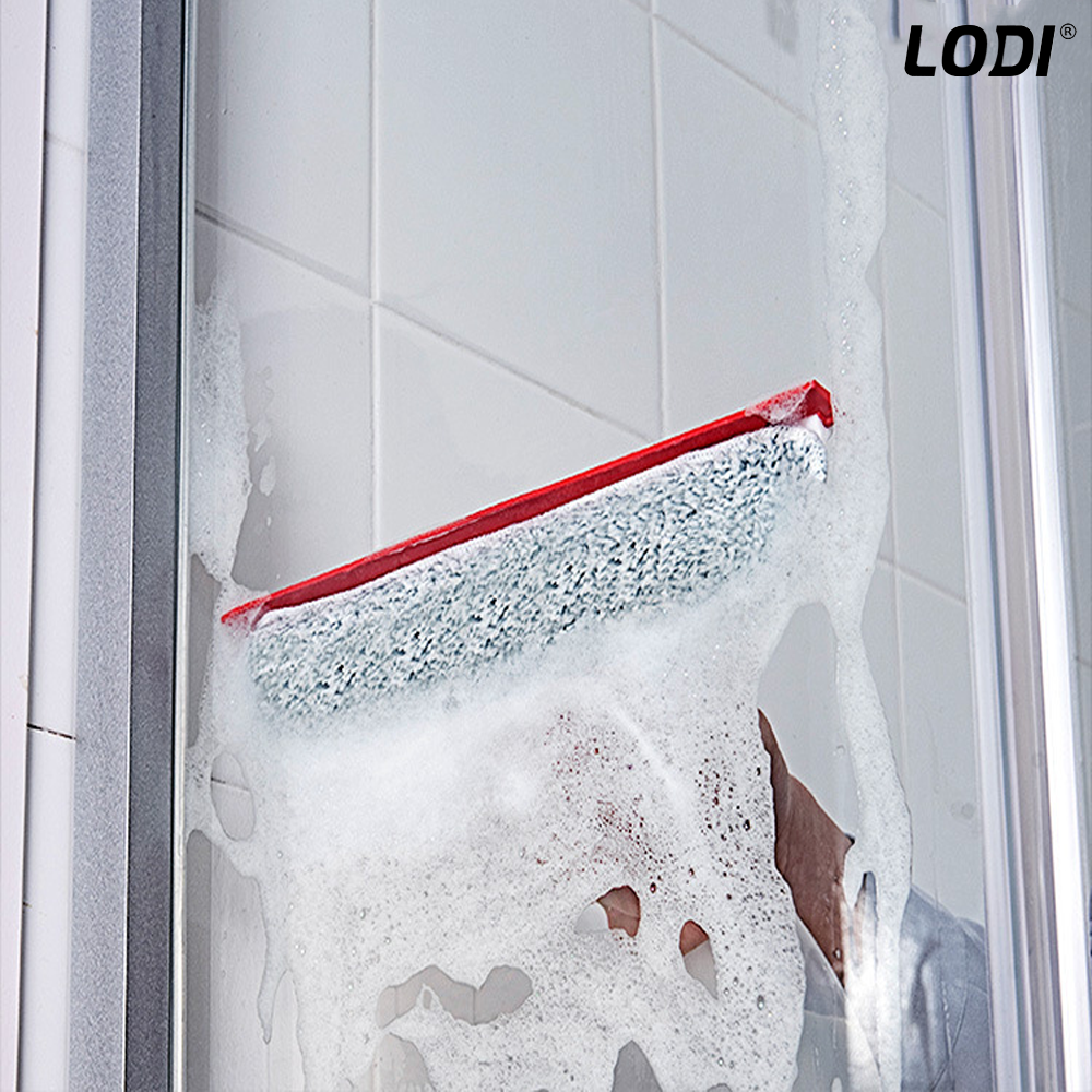 Stergator de Geamuri Multifunctional tip Sticla Lodi707, laveta detasabila, racleta pentru curatare si lustruire, sticla de spray incorporata, rosu