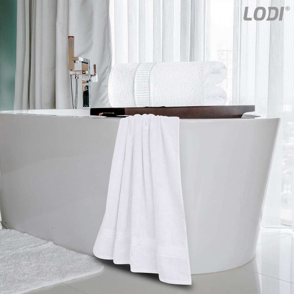 Prosop de baie si de fata Lodi, pentru uz rezidential/hotel/calatorii, densitate 420g/m², model egiptean, bumbac 100%, dimensiuni 50x90 cm, alb
