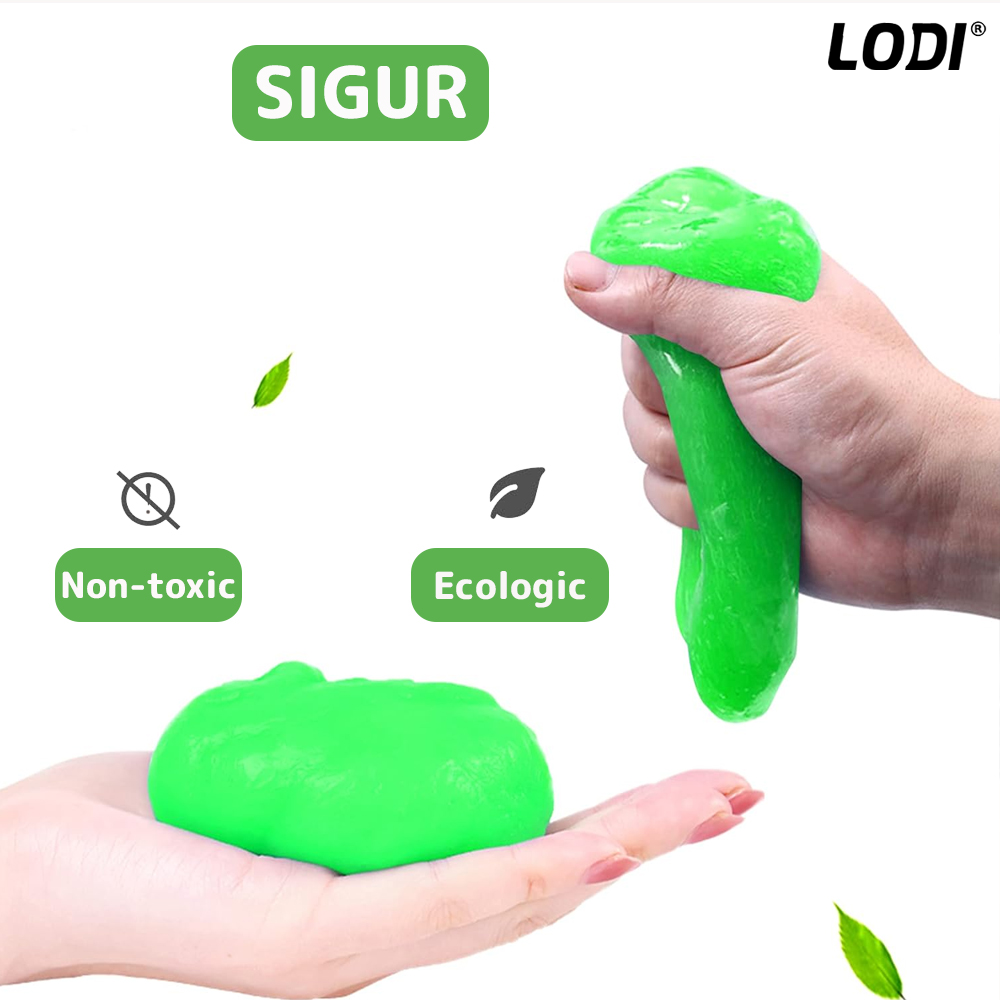 Slime pentru Curatat Spatii Greu Accesibile Lodi314, Super Clean, interior auto, tastatura, uz casnic, verde