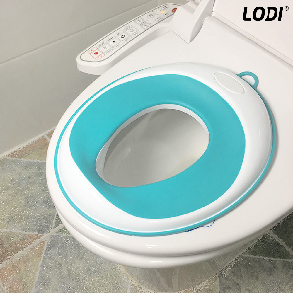 Reductor WC Copii Lodi650, suprafata antiderapanta, confortabil, protectie impotriva stropilor, compatibilitate universala, inel de prindere, portabil, alb/albastru