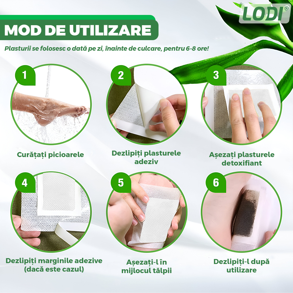 Set 150 de plasturi KINOKI Lodi1257, pentru detoxifiere, ingrediente naturale, vitamina C, imbunatatesc somnul, energizeaza, curata, adezivi, alb