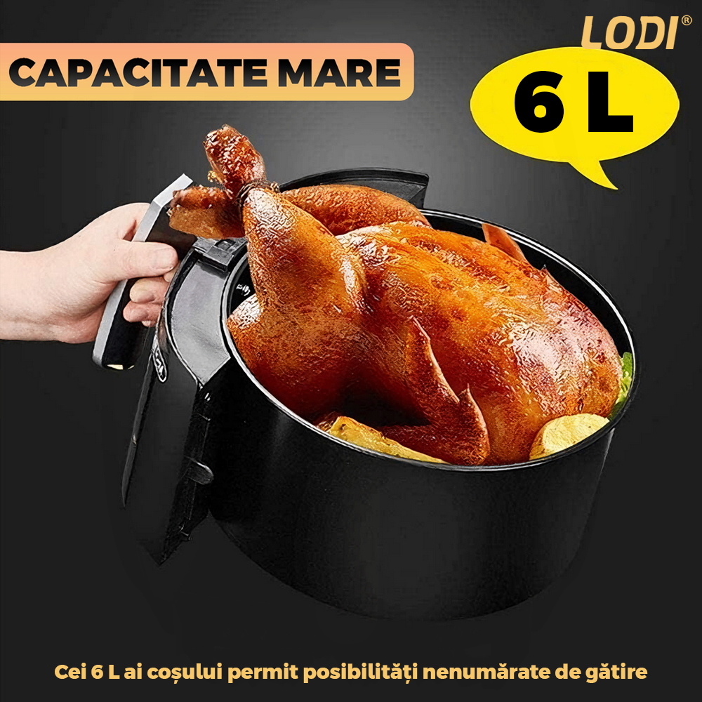 Friteuza Fara Ulei Air Fryer Lodi, tehnologie smart sensing, programe smart chef automate, afisaj digital, capacitate 6 L, tehnologie de eliminare a grasimii, functie de pastrare la cald, tensiune alimentare 220 V