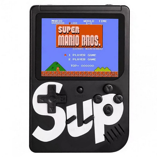 Mini Consola Jocuri Retro Game Box Lodi1500, SR-90, 400 in 1, rotita volum, portabila, cablu AV, incarcare USB-MINI, autonomie ridicata,  11x8 cm, negru