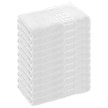Prosop de Baie si de Fata cu Fir Dublu Lodi, pentru uz rezidential/hotel/calatorii, densitate 500g/m², model grecesc, bumbac 100%, dimensiuni 30x50 cm, alb