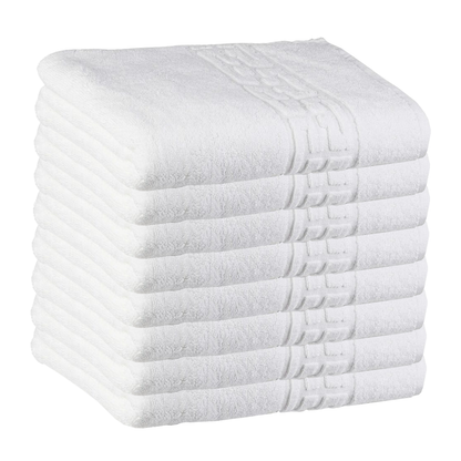Prosop de Baie si de Fata cu Fir Dublu Lodi1391, pentru uz rezidential/hotel/calatorii, densitate 620g/m², model grecesc, bumbac 100%, dimensiuni 70x130 cm, alb