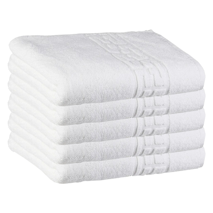 Prosop de Baie si de Fata cu Fir Dublu Lodi1391, pentru uz rezidential/hotel/calatorii, densitate 620g/m², model grecesc, bumbac 100%, dimensiuni 70x130 cm, alb