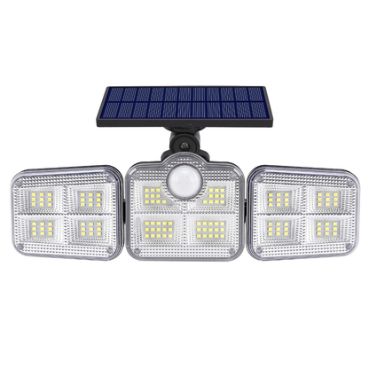 Lampa Solara Tripla 86 LED-uri Lodi263, senzor de miscare, 3 moduri de iluminare, protectie IP65, Waterproof, exterior, negru