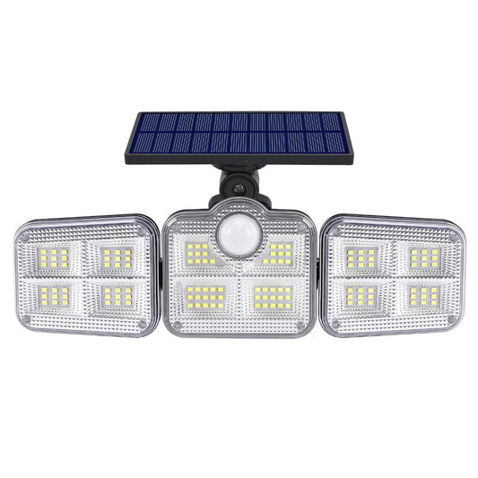 Lampa Solara Tripla 86 LED-uri Lodi263, senzor de miscare, 3 moduri de iluminare, protectie IP65, Waterproof, exterior, negru
