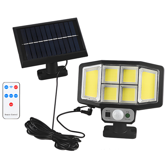 Lampa Solara 6 LED-uri Lodi888, senzor de miscare, control prin telecomanda, 3 moduri de iluminare, protectie IP65, Waterproof, exterior, negru