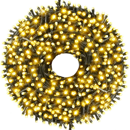 Instalatie de Craciun Liniara Lodi1433, 240 LED-uri, 8 jocuri de lumini, alimentare la priza, interior/exterior, rezistenta la apa, 50 m, alb cald