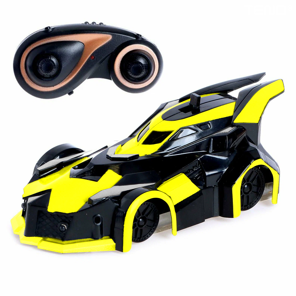 Masinuta Antigravitationala cu Telecomanda Lodi1427, urcare pe pereti si tavan, compatibila cu orice suprafata, rotire 360 de grade, senzor infrarosu, incarcare cu port USB, telecomanda intuitiva, galben/negru