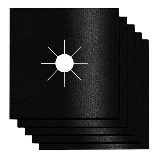 Set 4 Folii Protectie Teflon Lodi88, pentru aragaz sau plita, detasabile, ajustabile, usor de curatat, anti-aderente, negru