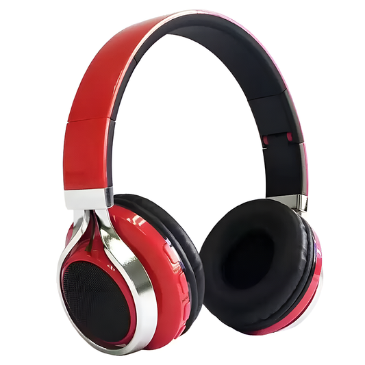 Casti Wireless Lodi962, overear, bluetooth 4.2, extra bass, blocare sunete externe, slot card TF, functii multiple, rosu
