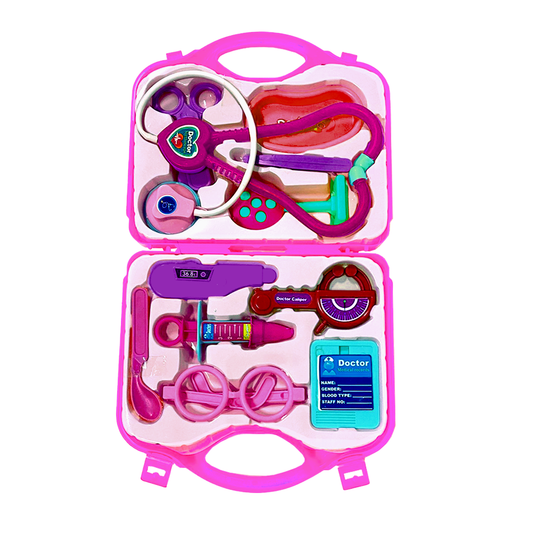 Set Trusa Medicala Asistenta Doctor Lodi478, joc de rol, 11 accesorii si cutie penntru depozitare, 37.5 x 21 cm, roz deschis