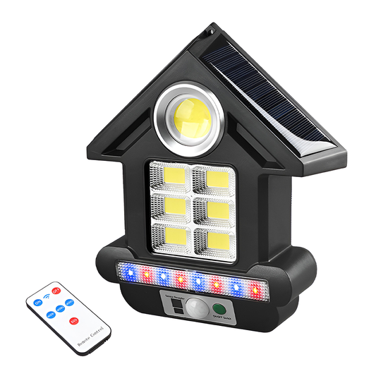 Lampa Solara in Forma de Casa 81 LED-uri Lodi889, senzor de miscare, 3 moduri de iluminare, protectie IP65, Waterproof, exterior, negru