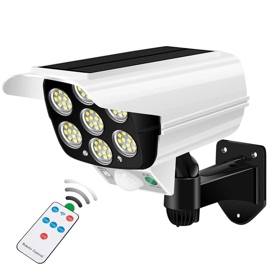 Lampa Solara 77 LED-uri Lodi264, tip camera, senzor de miscare, 3 moduri de iluminare, protectie IP65, Waterproof, exterior, telecomanda, alb