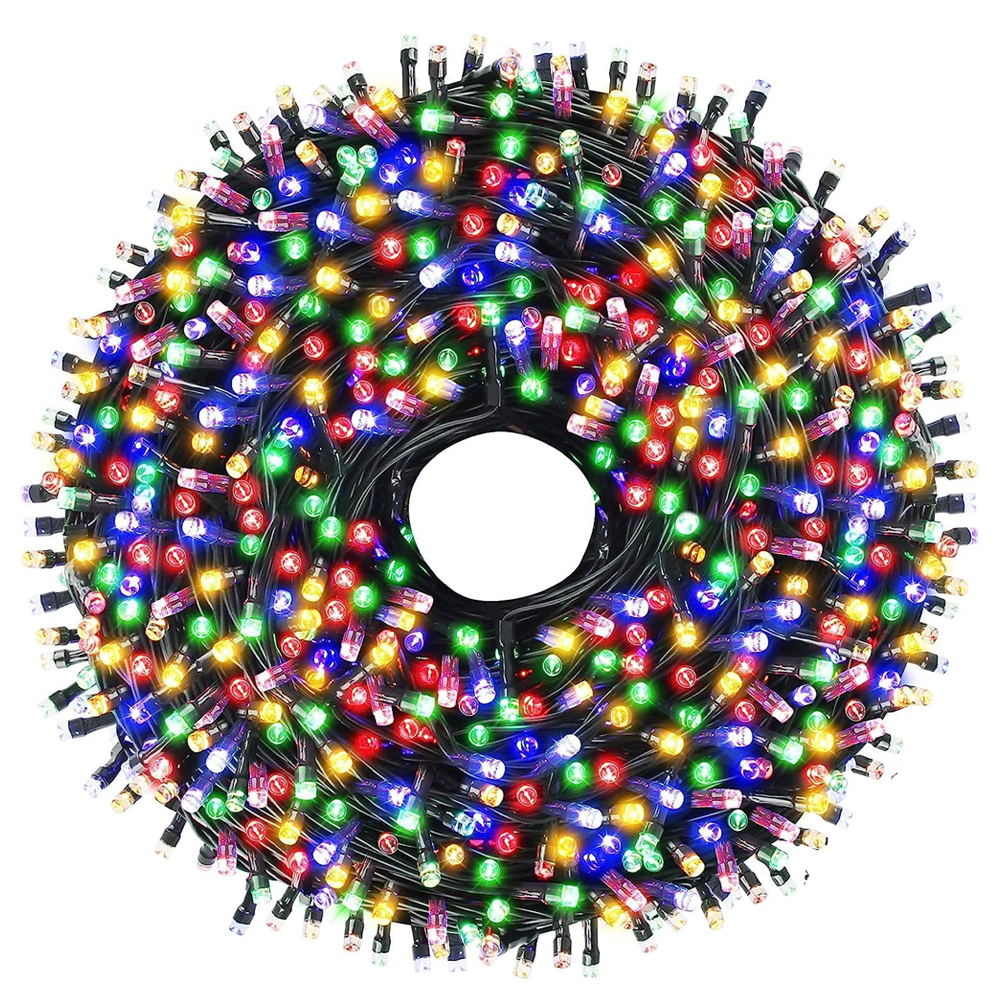 Instalatie de Craciun Liniara Lodi1456, 15 m, 8 jocuri de lumini, alimentare la priza, interior/exterior, rezistenta la apa, 200 LED-uri, multicolor