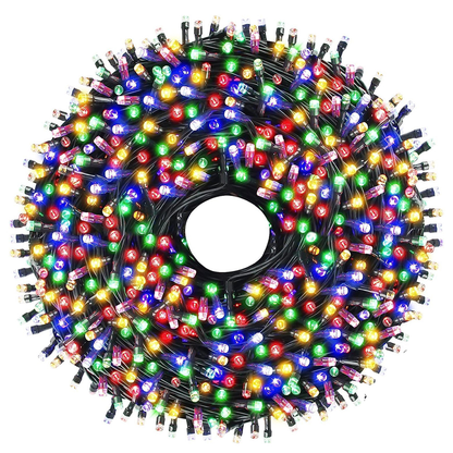 Instalatie de Craciun Liniara Lodi1456, 15 m, 8 jocuri de lumini, alimentare la priza, interior/exterior, rezistenta la apa, 200 LED-uri, multicolor