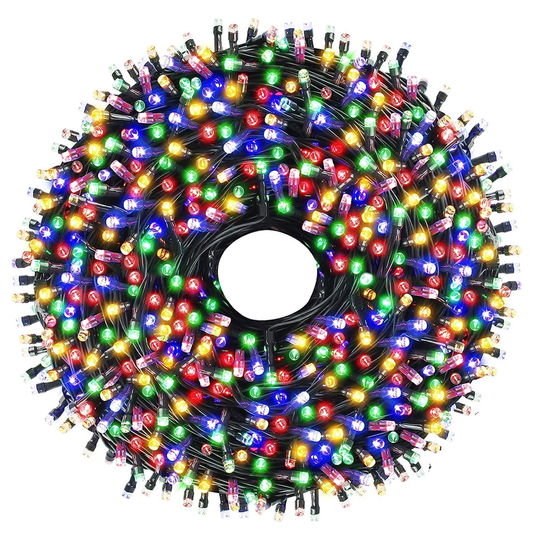 Instalatie de Craciun Liniara Lodi1456, 15 m, 8 jocuri de lumini, alimentare la priza, interior/exterior, rezistenta la apa, 200 LED-uri, multicolor