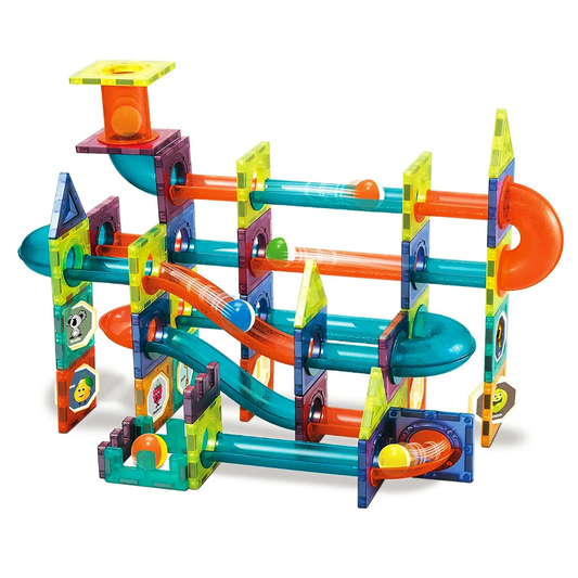 Set Inteligent si Creativ Magnetic 3D Lodi113, 96 Piese, traseu cu bile, creativ, numeroase posibilitati de construit, dezvoltarea abilitatilor motrice si a imaginatiei, multicolor