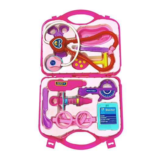 Set Trusa Medicala Asistenta Doctor Lodi477, joc de rol, 11 accesorii si cutie penntru depozitare, 37.5 x 21 cm, roz inchis