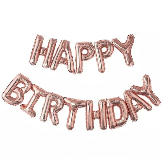 Set 13 Baloane Lodi306, Litere, pentru Petreceri/Aniversari/Evenimente, model HAPPY BIRTHDAY, rose gold