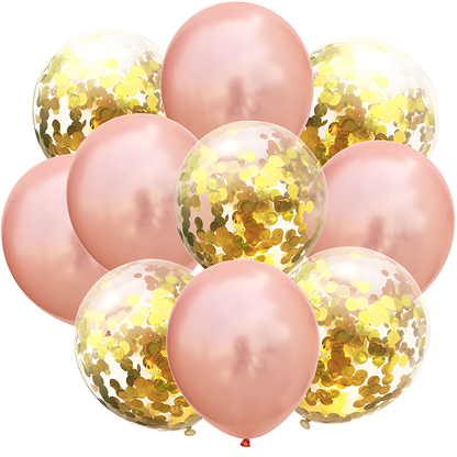 Set 10 Baloane Lodi772, Confeti, pentru Petreceri/Aniversari/Evenimente, o singura dimensiune, 2 culori, latex, auriu/rose gold