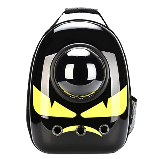 Rucsac Transport Animale Lodi24, greutate Max 7kg, hublou transparent, buzunar lateral, accesorii incluse, pentru talie mica, model Monstrulet, negru