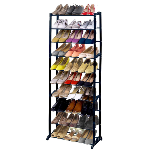 Pantofar tip Raft Lodi1126, pentru incaltaminte, 10 niveluri, capacitate mare, structura stabila, tevi din metal, 100 x 60 cm, negru