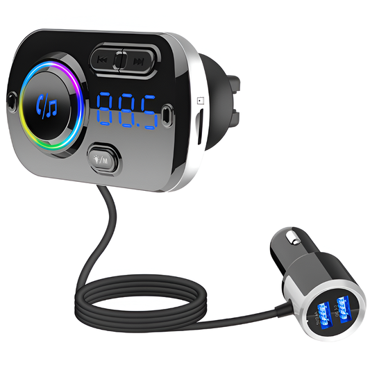 Modulator FM Auto Lodi1293, Bluetooth 5.0, functie de dubla incarcare, afisare voltaj baterie, transmitator FM, 2 porturi, USB Type-C, capacitate memorie 32 GB, afisaj LED, negru