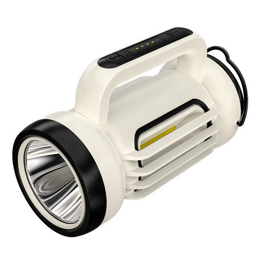 Lanterna LED 2 in 1 Lodi1082, tip felinar, multifunctionala, 3 surse de lumina, luminozitate ajustabila, functie de power bank, alimentare la retea, tehnologie LED+COB, alb
