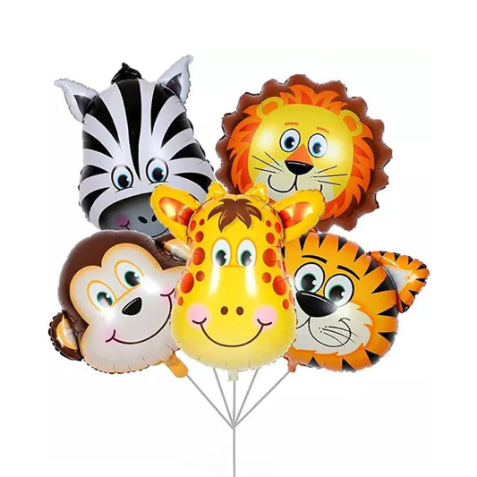 Set 5 Baloane Animale Lodi302, pentru Petreceri/Aniversari copii, tema junglei/safari, latex, multicolor/verde