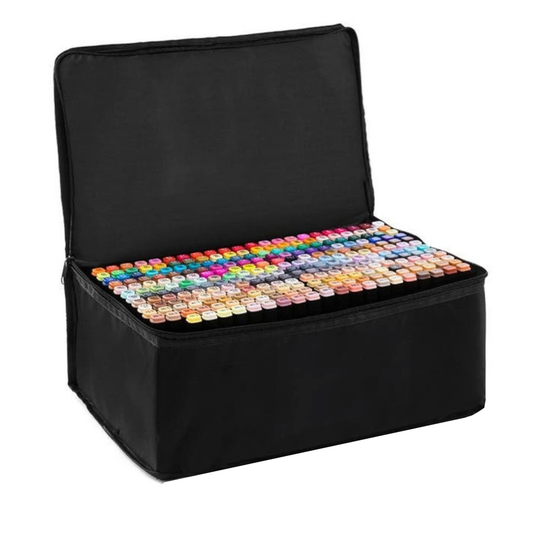 Set 262 Markere Lodi20, geanta de depozitare inclusa, 2 tipuri de varf, pe baza de alcool, culori intense, multicolor