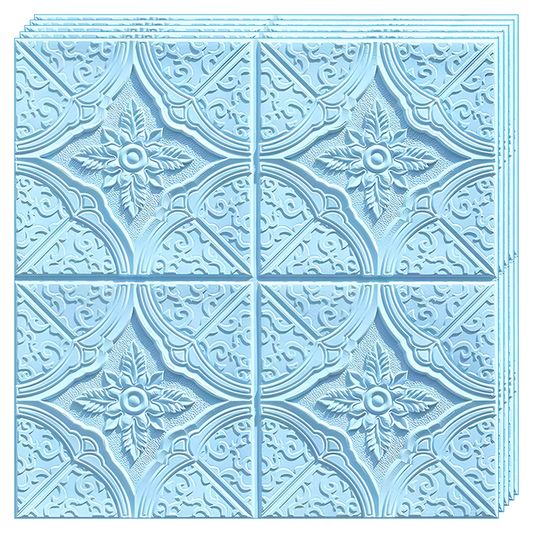 Set 10x Tapet 3D Lodi794, suprafata acoperire 4.9 mp, autoadeziv, Model Floral Diamant, perete/tavan, waterproof, usor de montat, design modern, 70x70 cm, albastru