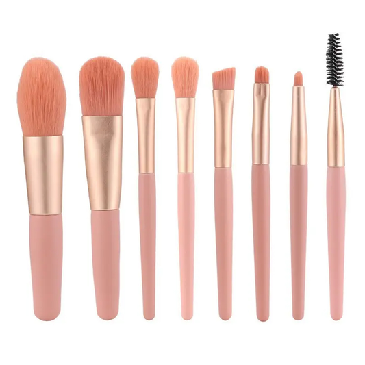 Set 8 Mini Pensule pentru Machiaj Lodi311, machiaj profesional/incepatori, portabile, roz
