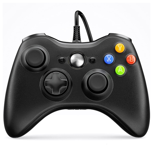 Controller de Joc cu Fir Lodi1425, compatibil cu Xbox 360/Slim/PC Windows 7/8/10, vibrații duble turbo cu 3 intensități, sensitivitate ridicată, cablu cu lungime de 2.5 m, negru