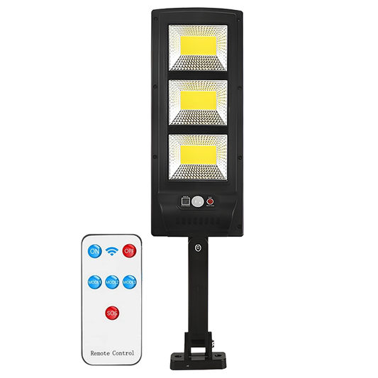 Lampa Solara Stradala 3 LED-uri Lodi882, control prin telecomanda, senzor de miscare, 3 moduri de iluminare, protectie IP65, Waterproof, exterior, negru