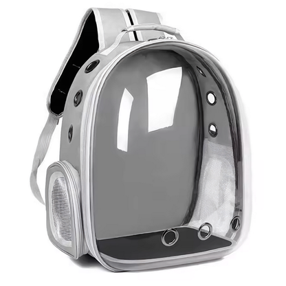 Rucsac Transport Animale Lodi1099, greutate Max 7kg, hublou panoramic transparent, buzunar lateral, 2 iesiri, pentru talie mica, gri