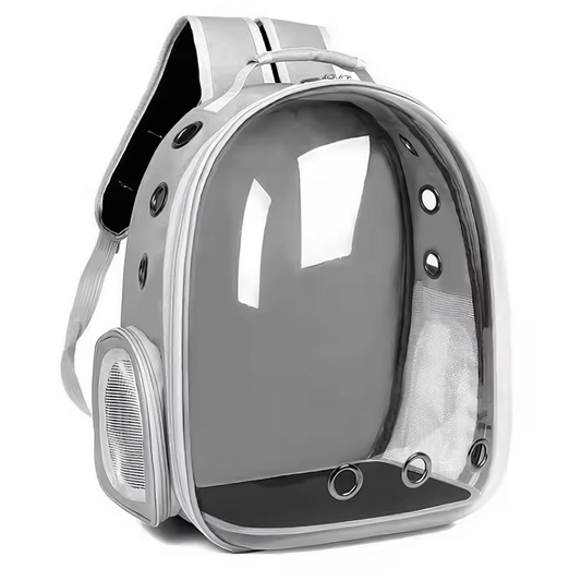 Rucsac Transport Animale Lodi1099, greutate Max 7kg, hublou panoramic transparent, buzunar lateral, 2 iesiri, pentru talie mica, gri